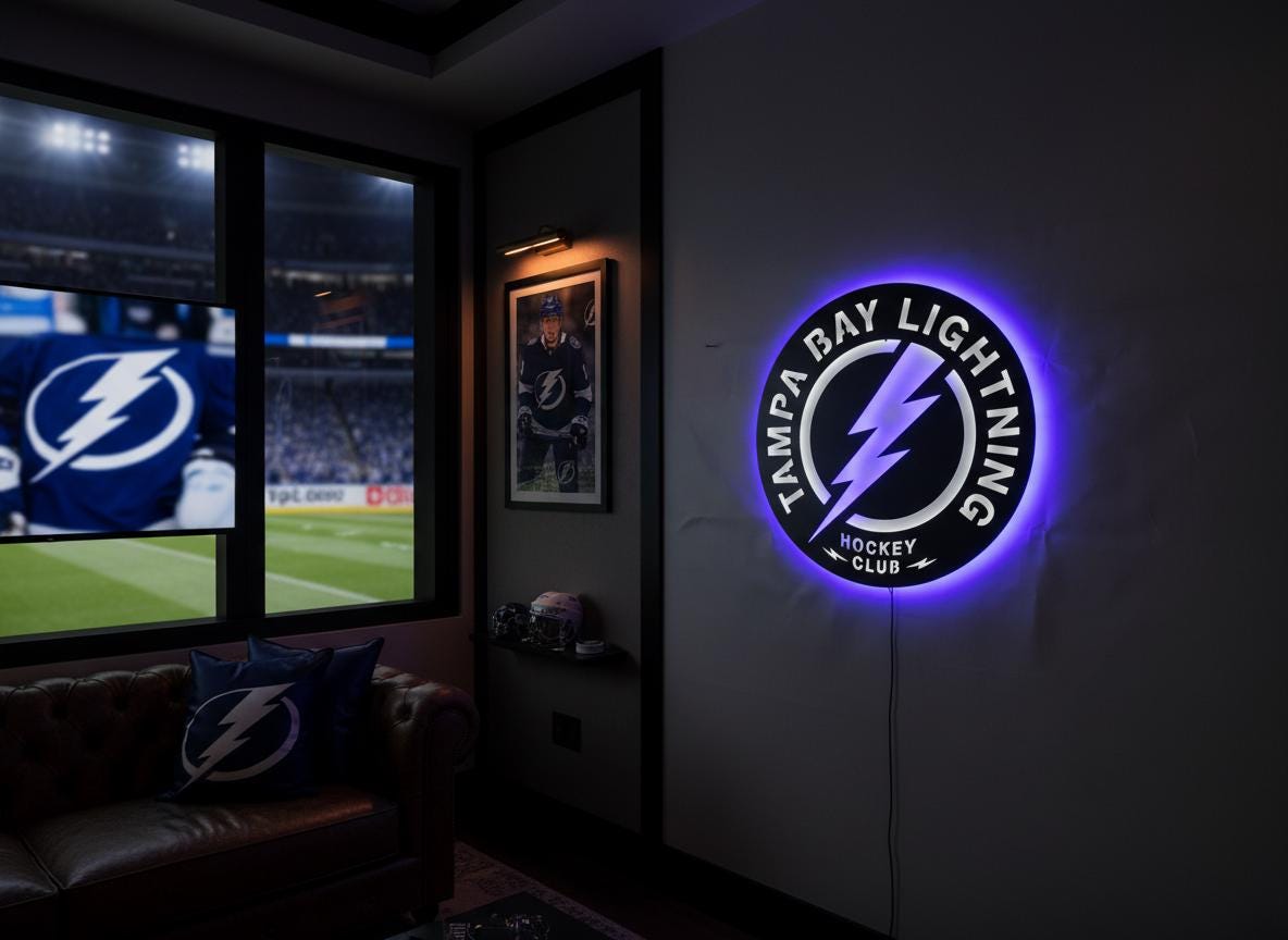 Tampa Bay Lightning Wall Art - Hockey Team Logo Game Room Decor