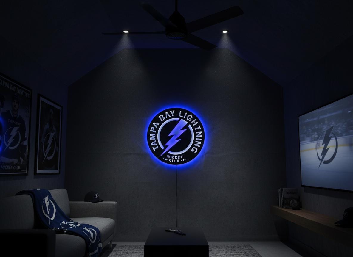 Tampa Bay Lightning Wall Art - Hockey Team Logo Game Room Decor