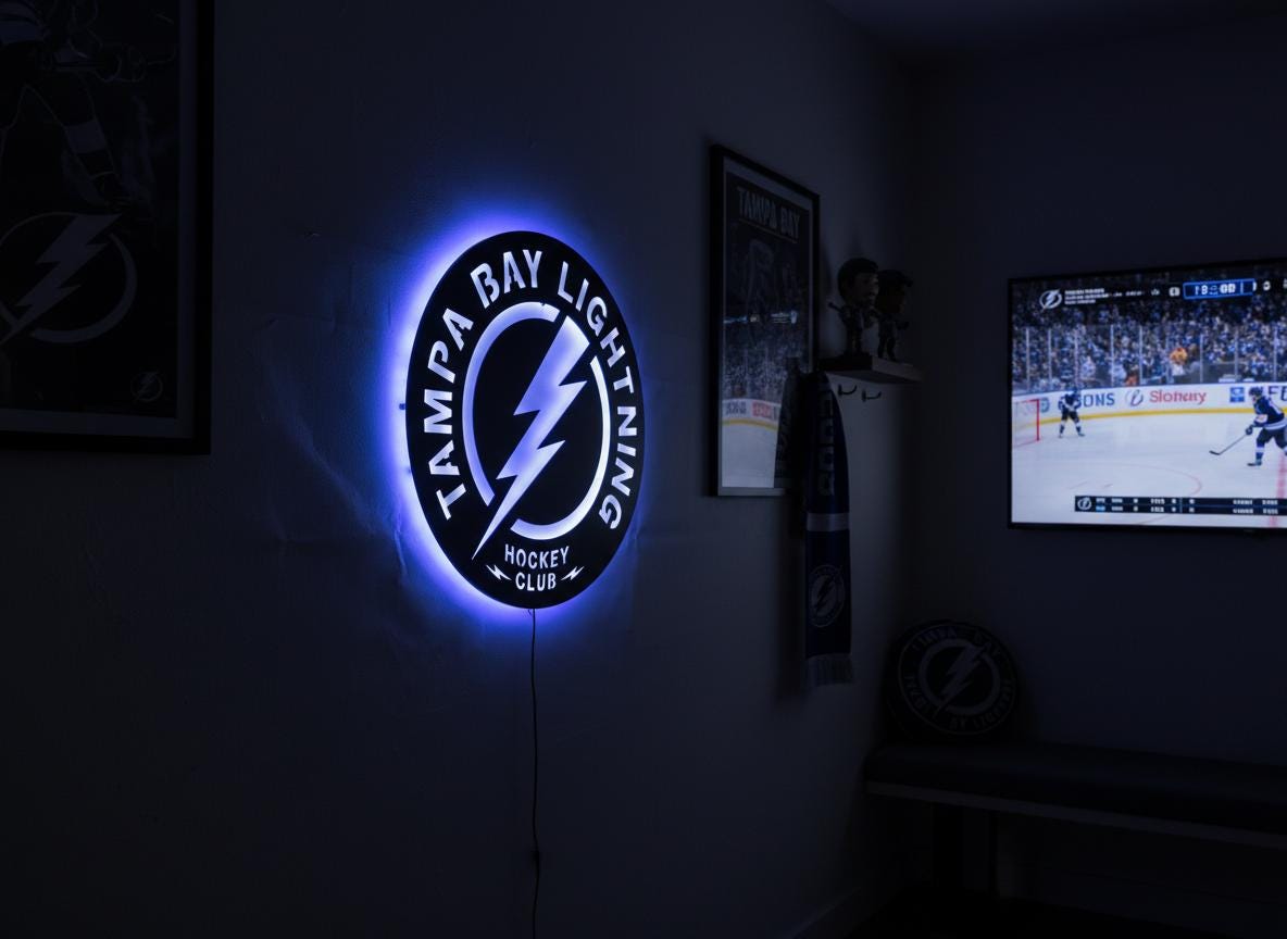Tampa Bay Lightning Wall Art - Hockey Team Logo Game Room Decor