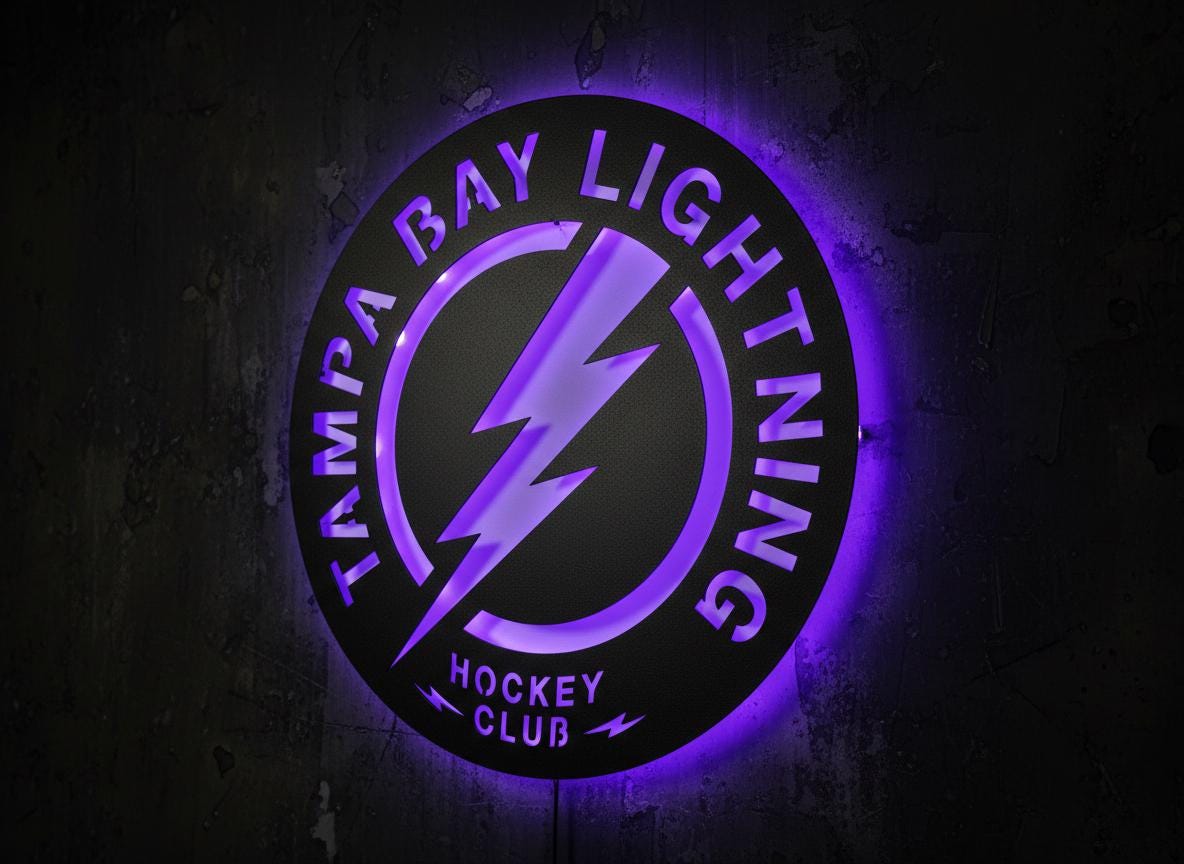 Tampa Bay Lightning Wall Art - Hockey Team Logo Game Room Decor
