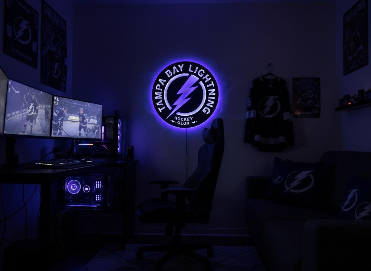 Tampa Bay Lightning Wall Art - Hockey Team Logo Game Room Decor