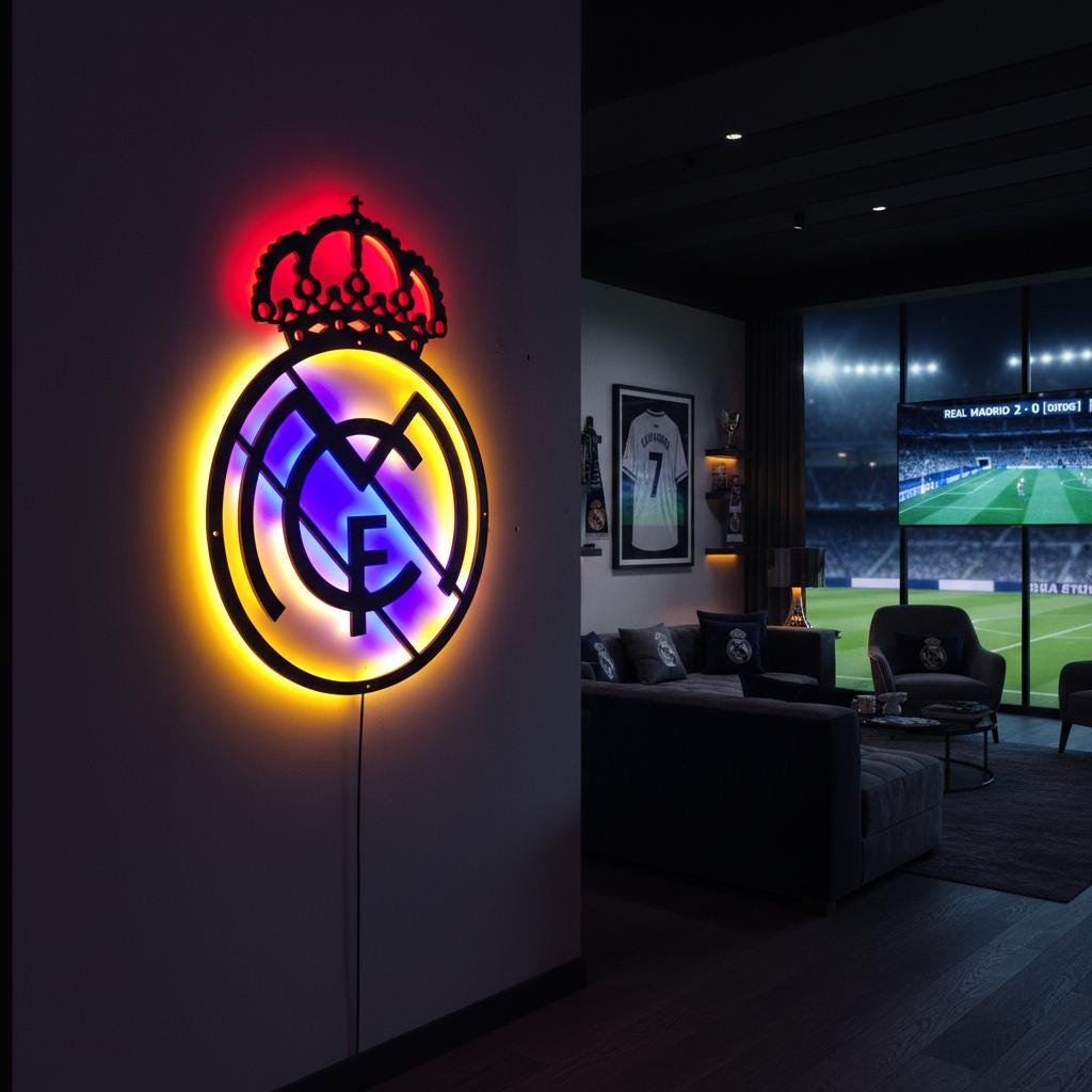 Real Madrid Wall Art - Club Logo Soccer Team Game Room Decor