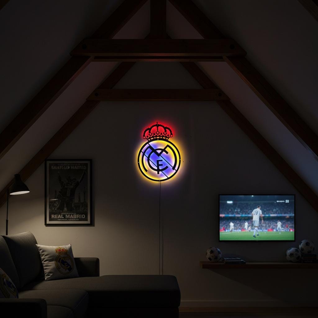 Real Madrid Wall Art - Club Logo Soccer Team Game Room Decor