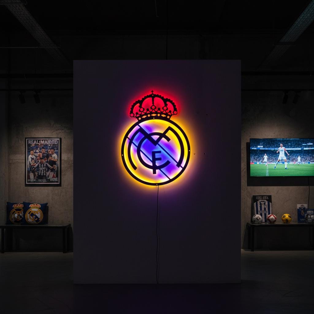 Real Madrid Wall Art - Club Logo Soccer Team Game Room Decor