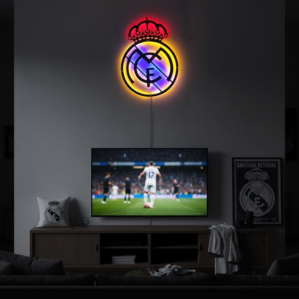 Real Madrid Wall Art - Club Logo Soccer Team Game Room Decor