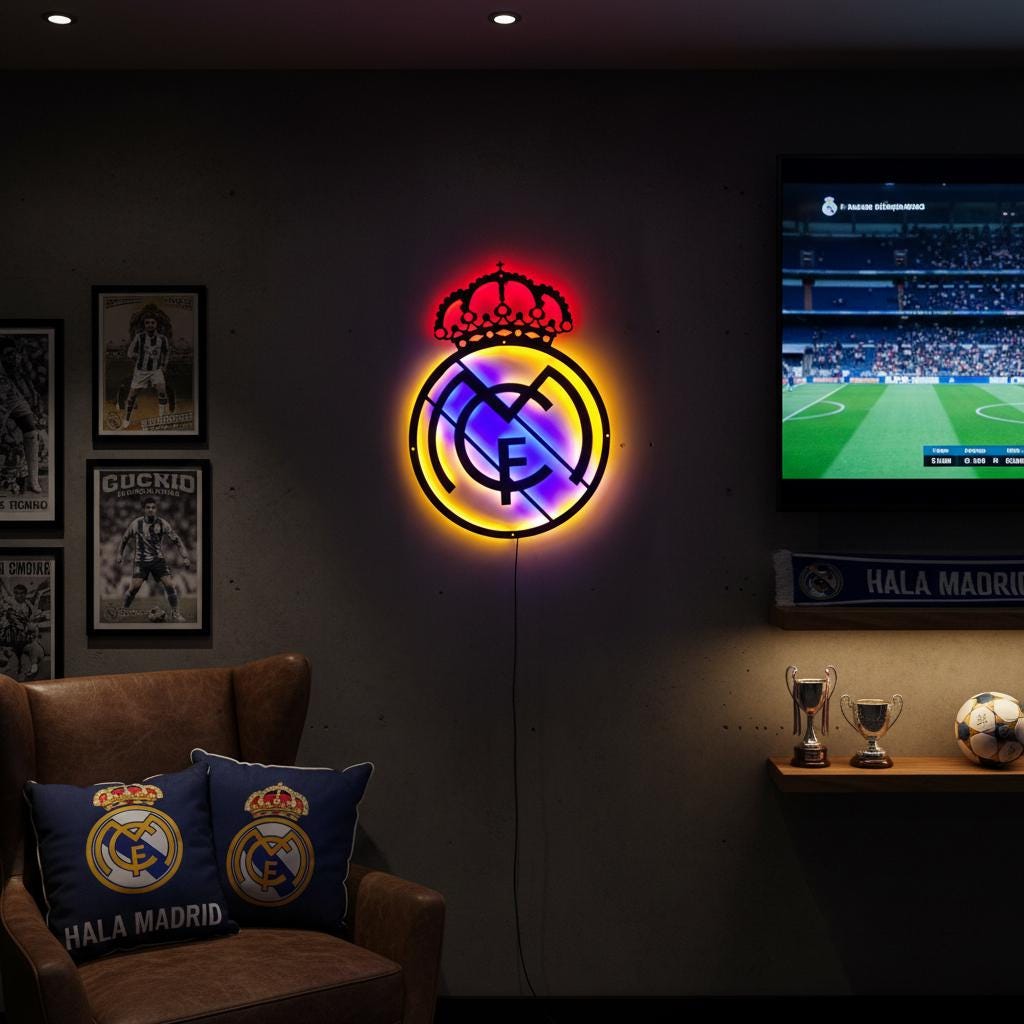 Real Madrid Wall Art - Club Logo Soccer Team Game Room Decor