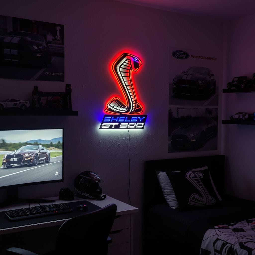Shelby GT500 Wall Art - Iconic Ford Mustang Garage Decor & Man Cave Gift