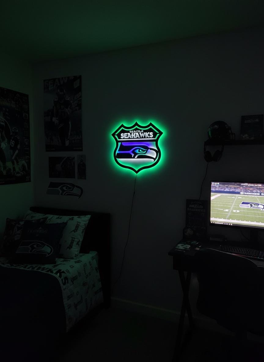 Seattle Seahawks Wall Art - Official Team Logo NFL Football Decor Gift