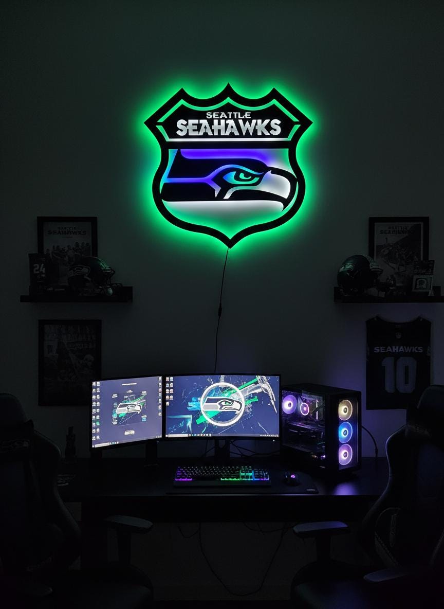 Seattle Seahawks Wall Art - Official Team Logo NFL Football Decor Gift