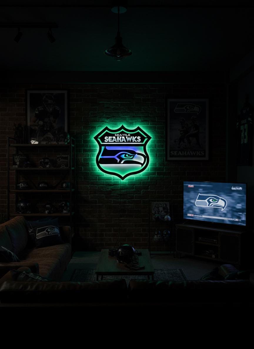 Seattle Seahawks Wall Art - Official Team Logo NFL Football Decor Gift