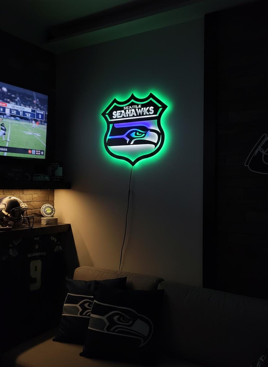 Seattle Seahawks Wall Art - Official Team Logo NFL Football Decor Gift
