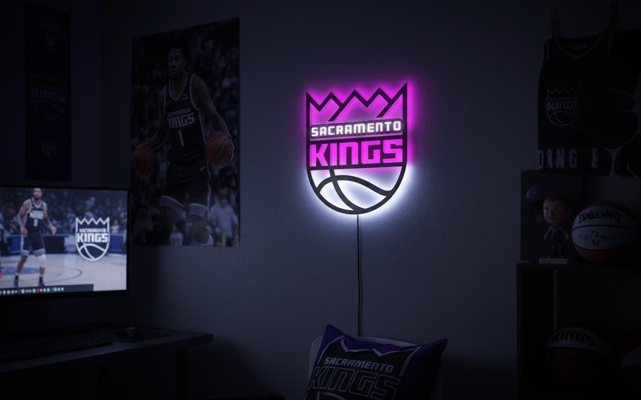 Sacramento Kings Wall Art - Team Logo Basketball Decor Game Room Gift