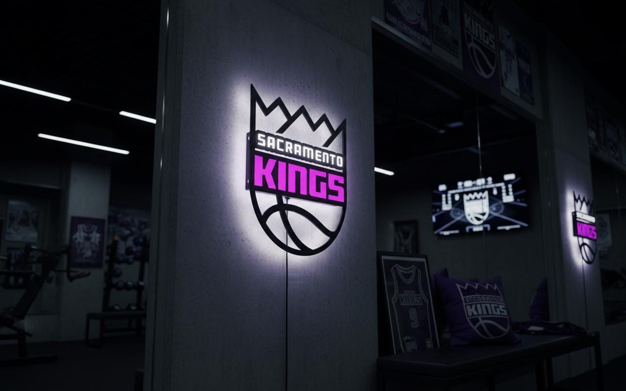 Sacramento Kings Wall Art - Team Logo Basketball Decor Game Room Gift