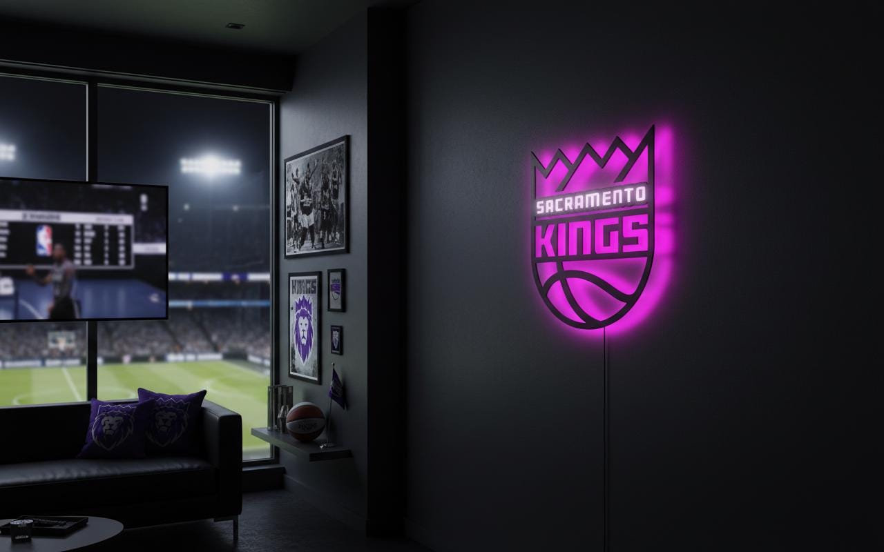 Sacramento Kings Wall Art - Team Logo Basketball Decor Game Room Gift