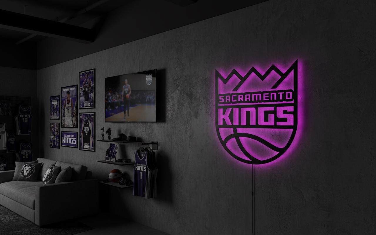 Sacramento Kings Wall Art - Team Logo Basketball Decor Game Room Gift