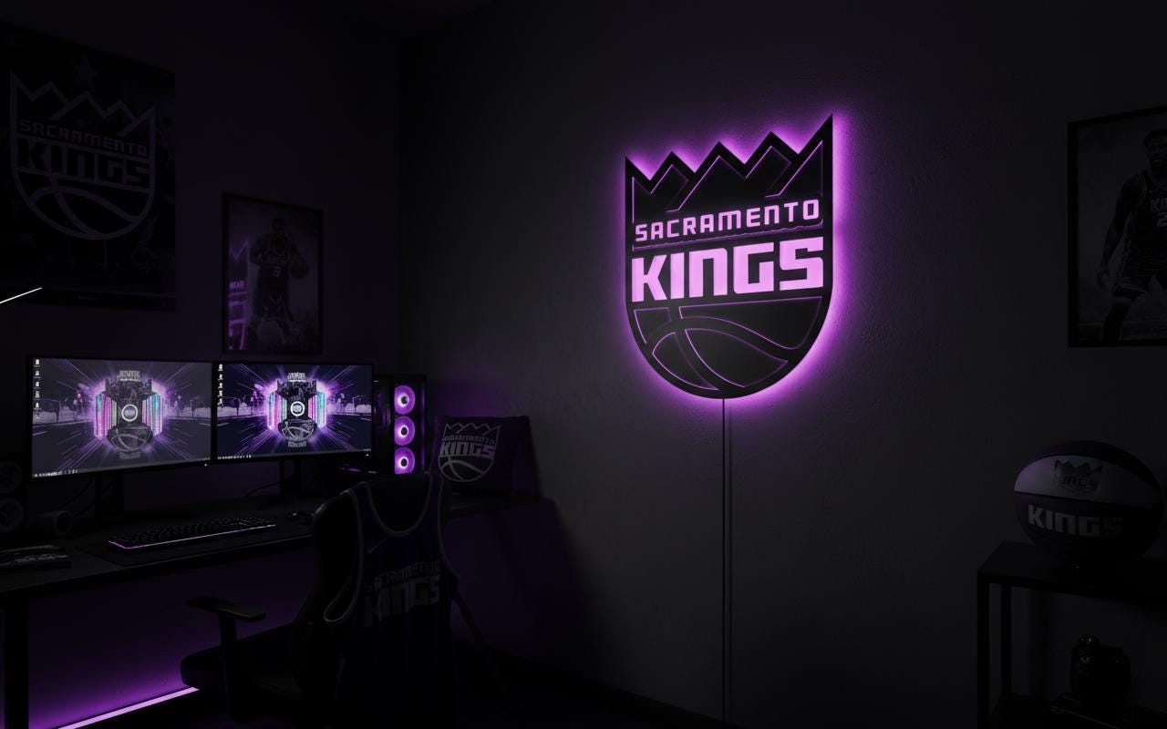Sacramento Kings Wall Art - Team Logo Basketball Decor Game Room Gift