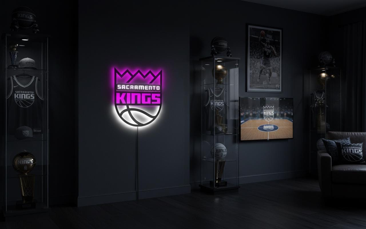 Sacramento Kings Wall Art - Team Logo Basketball Decor Game Room Gift