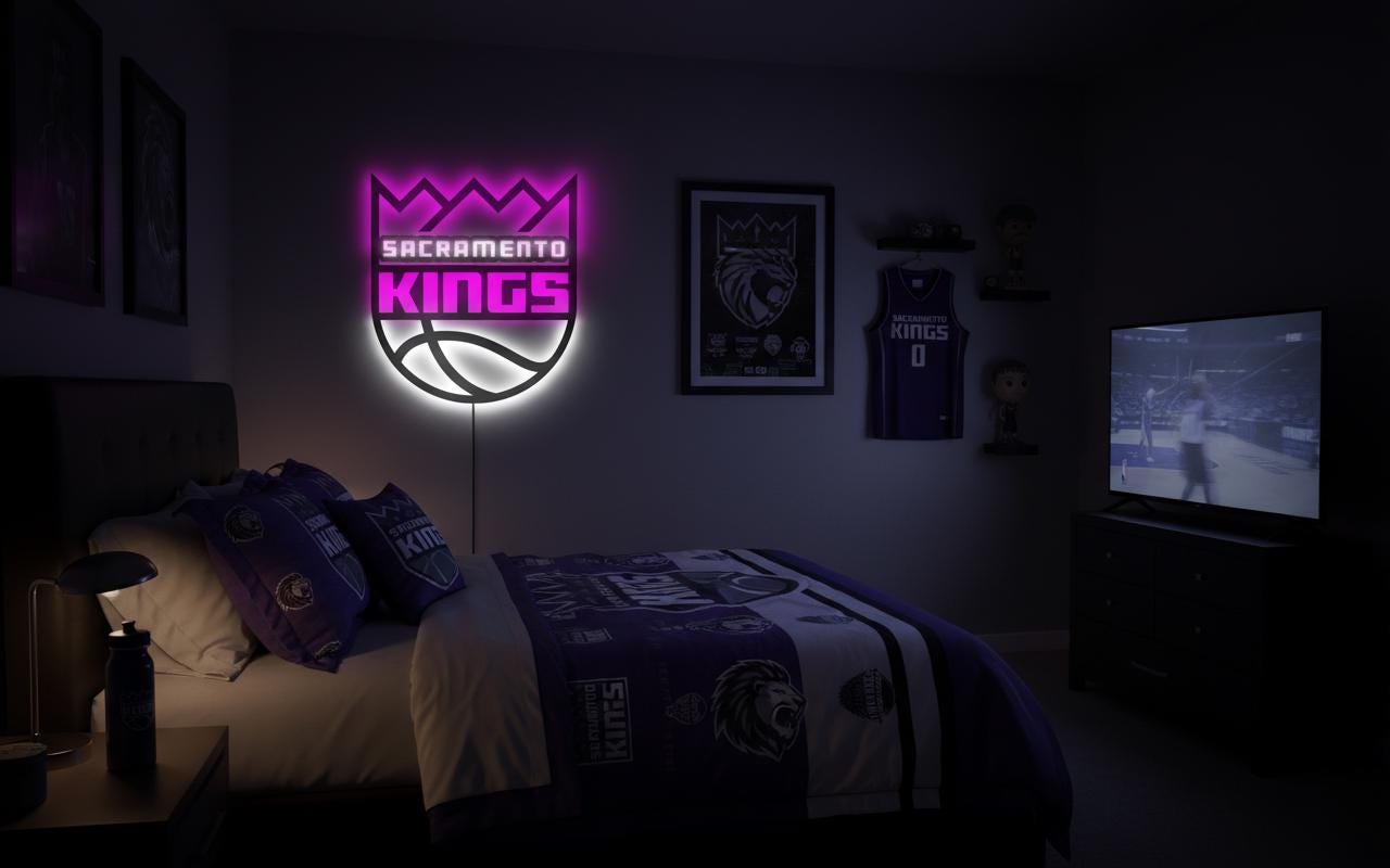Sacramento Kings Wall Art - Team Logo Basketball Decor Game Room Gift