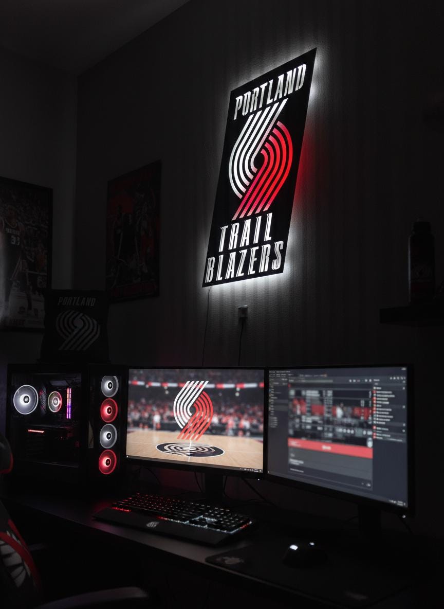 Portland Trail Blazers Wall Art - Unique Team Logo Game Room Decor Gift
