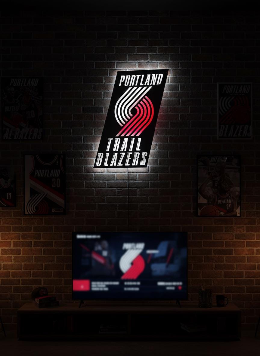 Portland Trail Blazers Wall Art - Unique Team Logo Game Room Decor Gift