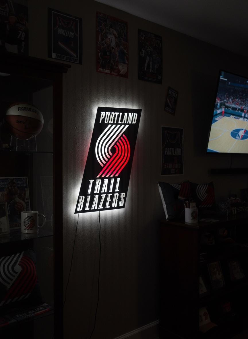 Portland Trail Blazers Wall Art - Unique Team Logo Game Room Decor Gift