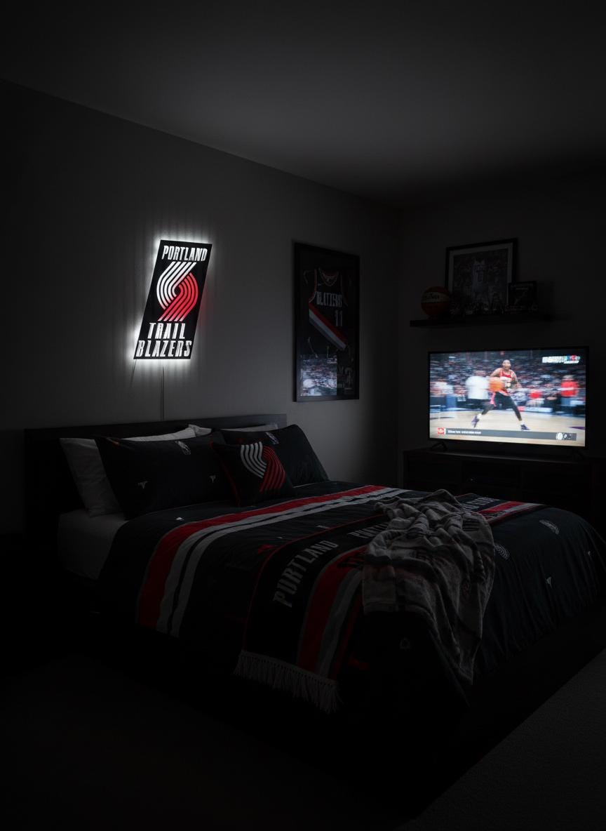 Portland Trail Blazers Wall Art - Unique Team Logo Game Room Decor Gift