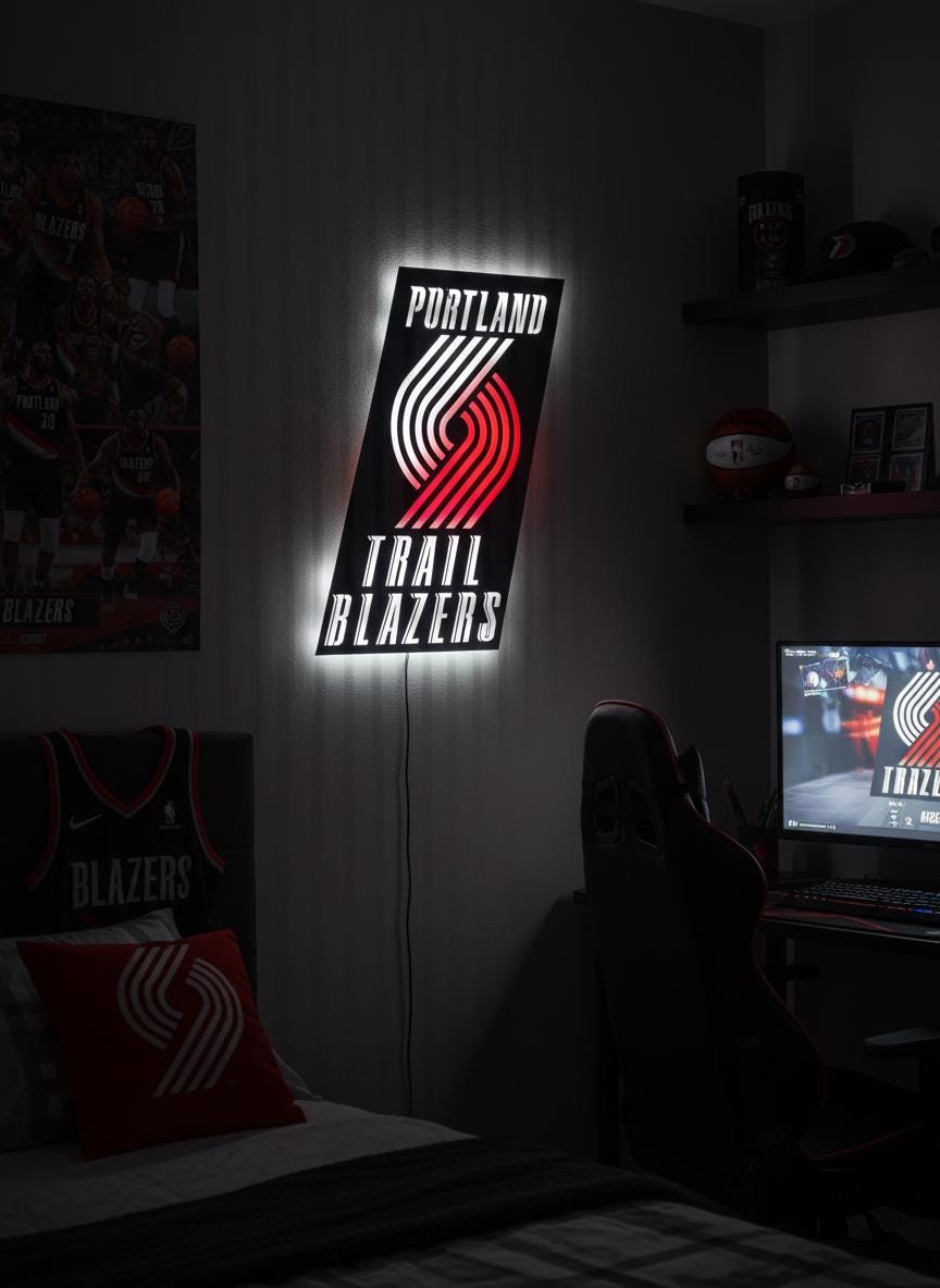 Portland Trail Blazers Wall Art - Unique Team Logo Game Room Decor Gift