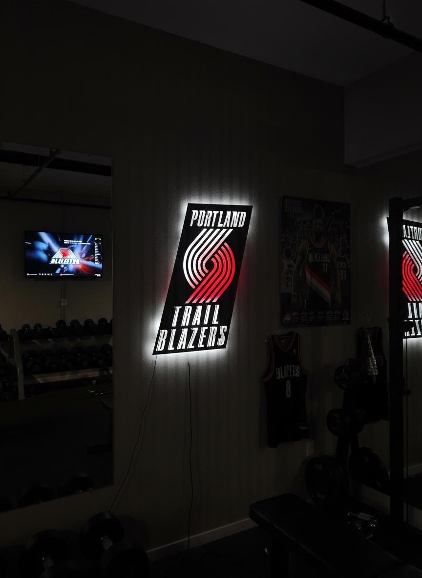 Portland Trail Blazers Wall Art - Unique Team Logo Game Room Decor Gift