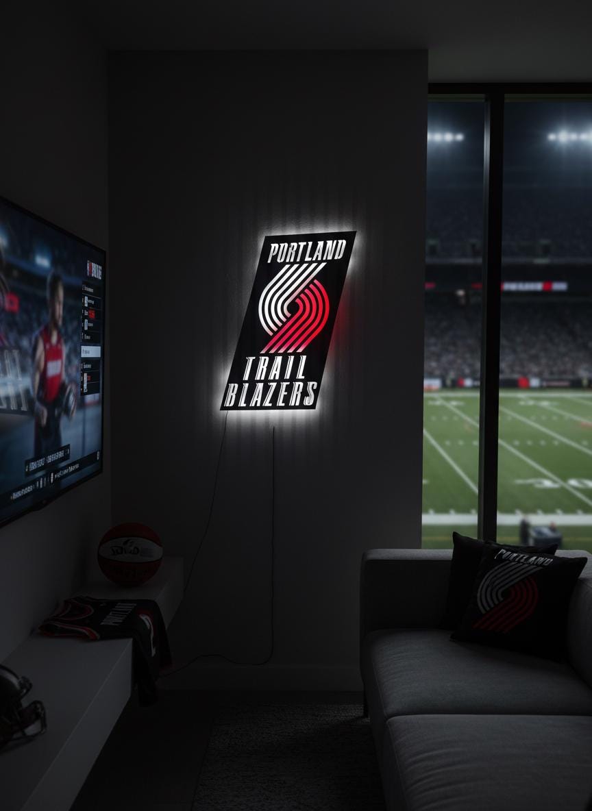 Portland Trail Blazers Wall Art - Unique Team Logo Game Room Decor Gift