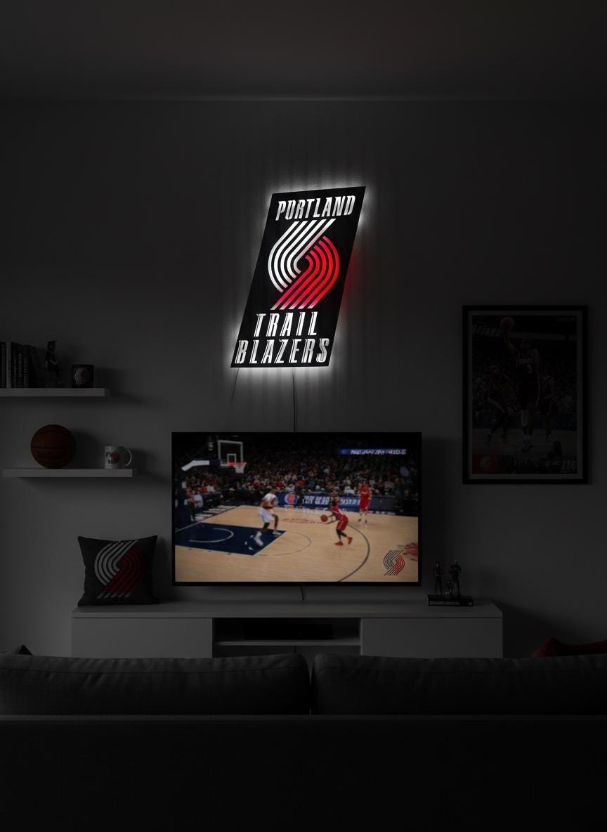 Portland Trail Blazers Wall Art - Unique Team Logo Game Room Decor Gift