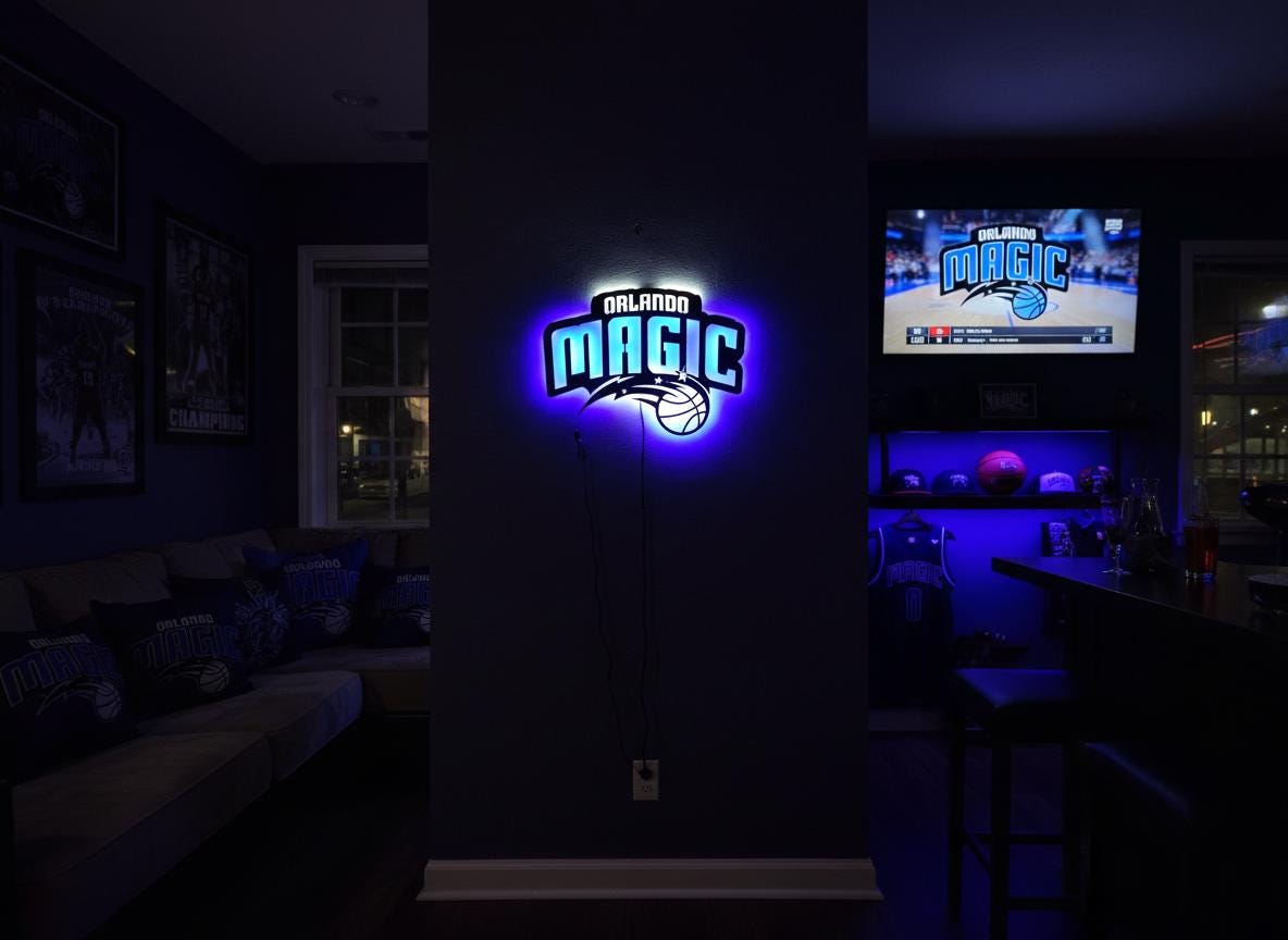 Orlando Magic Wall Art - NBA Team Logo - Game Room Decor Man Cave Sign