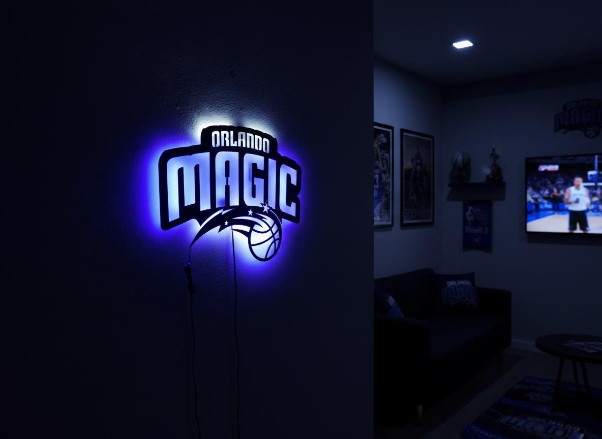 Orlando Magic Wall Art - NBA Team Logo - Game Room Decor Man Cave Sign