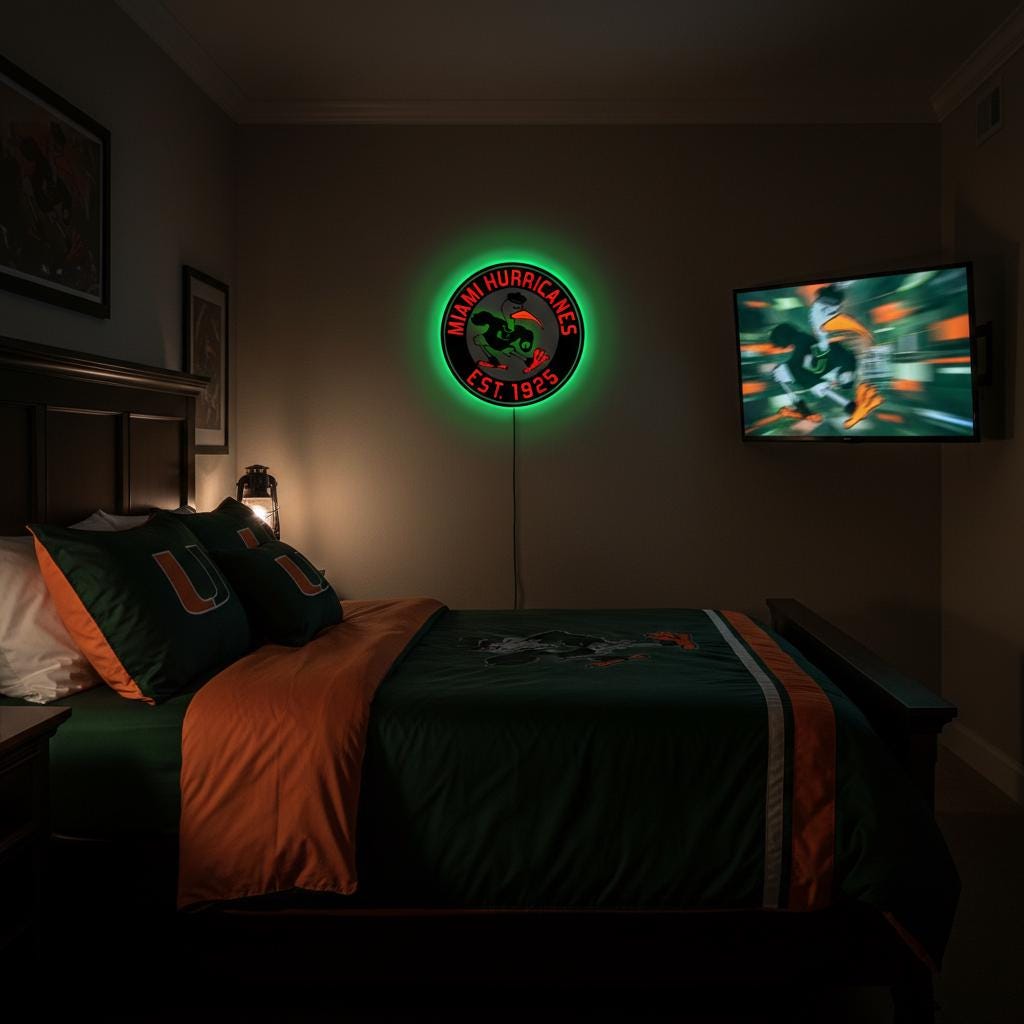 Miami Hurricanes Wall Art - Authentic Canes Logo - NCAA Game Room Decor