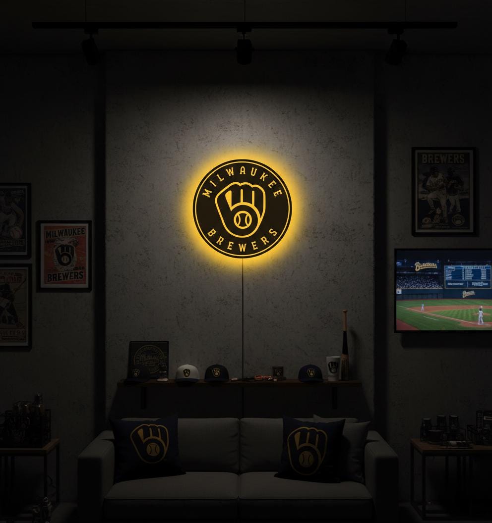 Milwaukee Brewers Wall Art - MLB Baseball Team Sign - Man Cave Decor