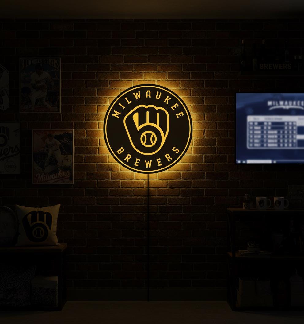 Milwaukee Brewers Wall Art - MLB Baseball Team Sign - Man Cave Decor
