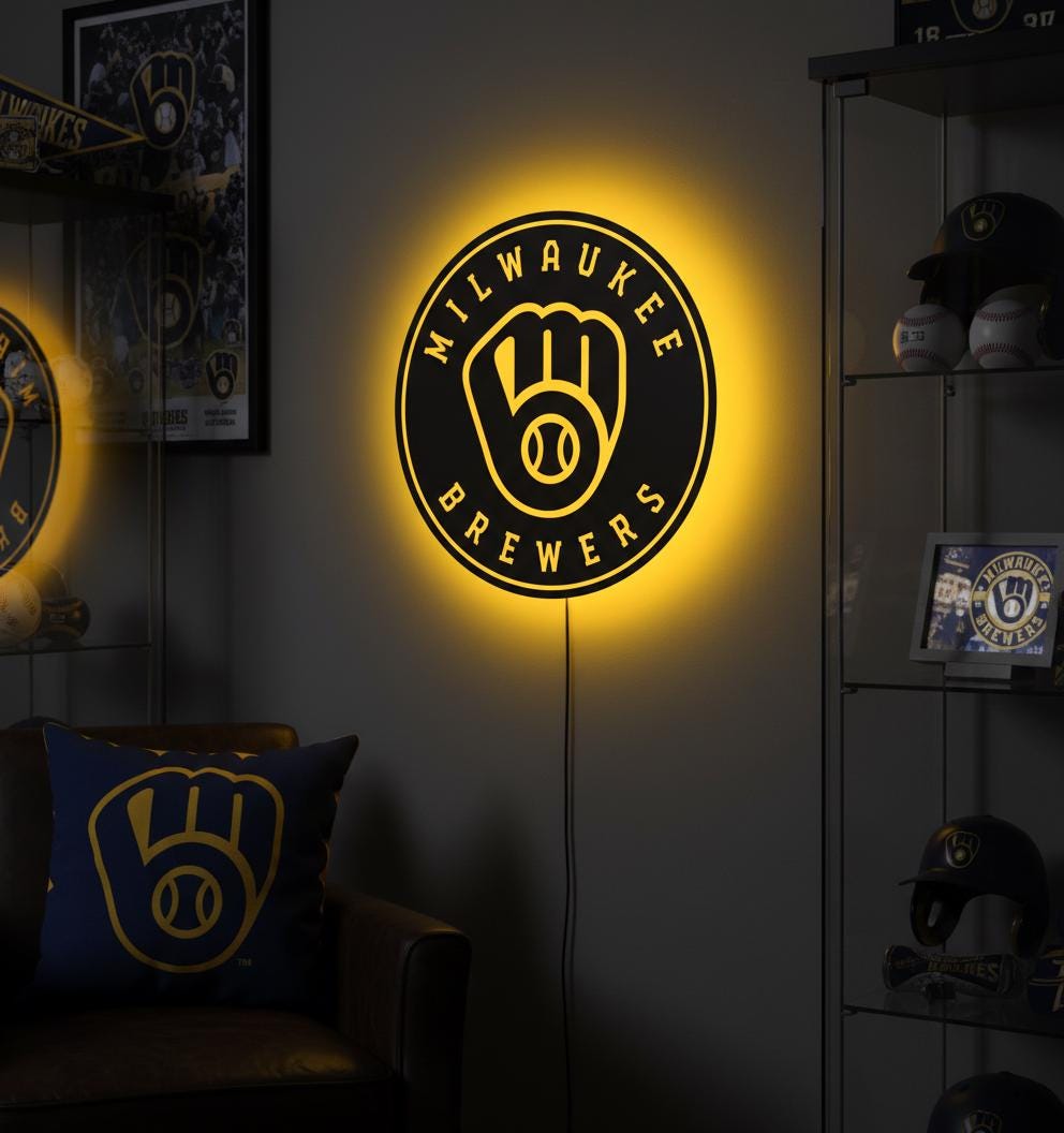 Milwaukee Brewers Wall Art - MLB Baseball Team Sign - Man Cave Decor