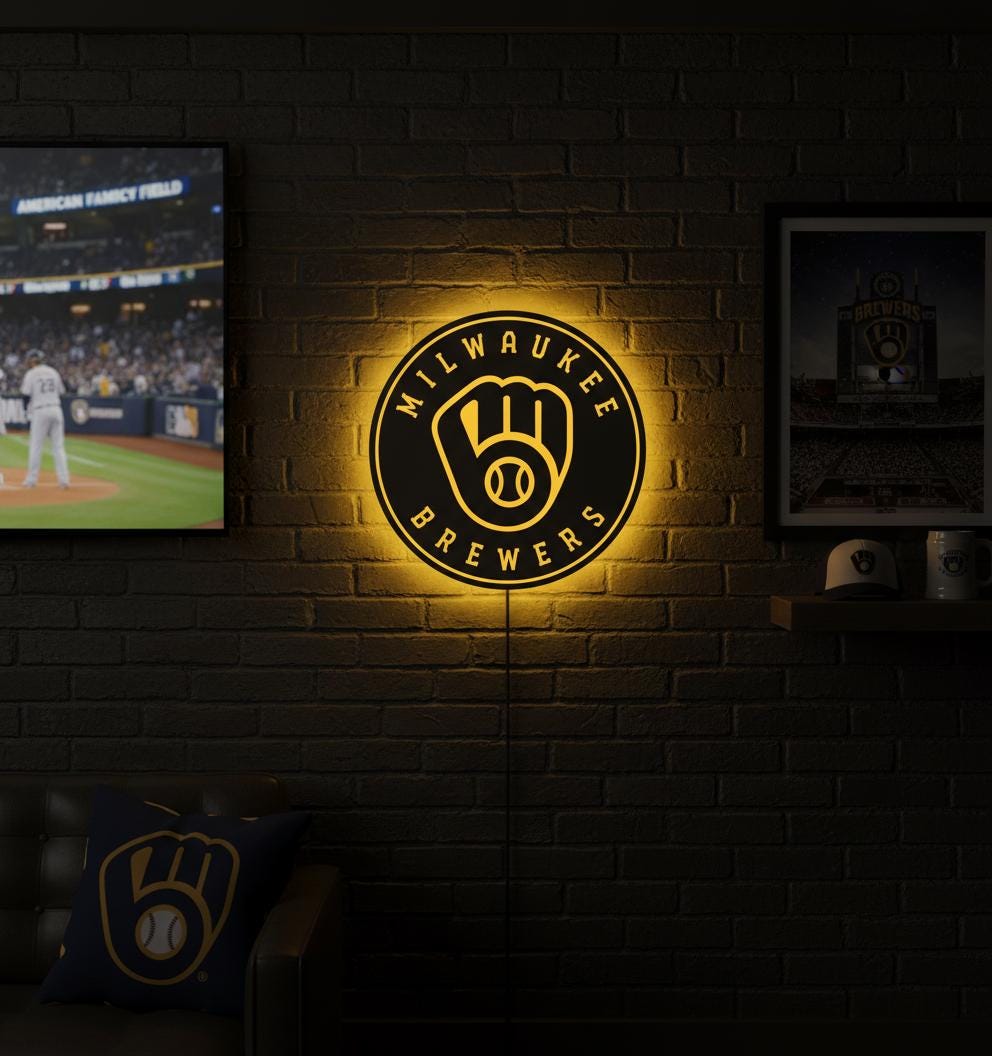 Milwaukee Brewers Wall Art - MLB Baseball Team Sign - Man Cave Decor