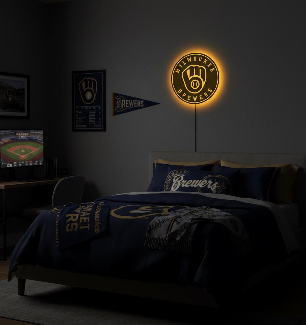 Milwaukee Brewers Wall Art - MLB Baseball Team Sign - Man Cave Decor