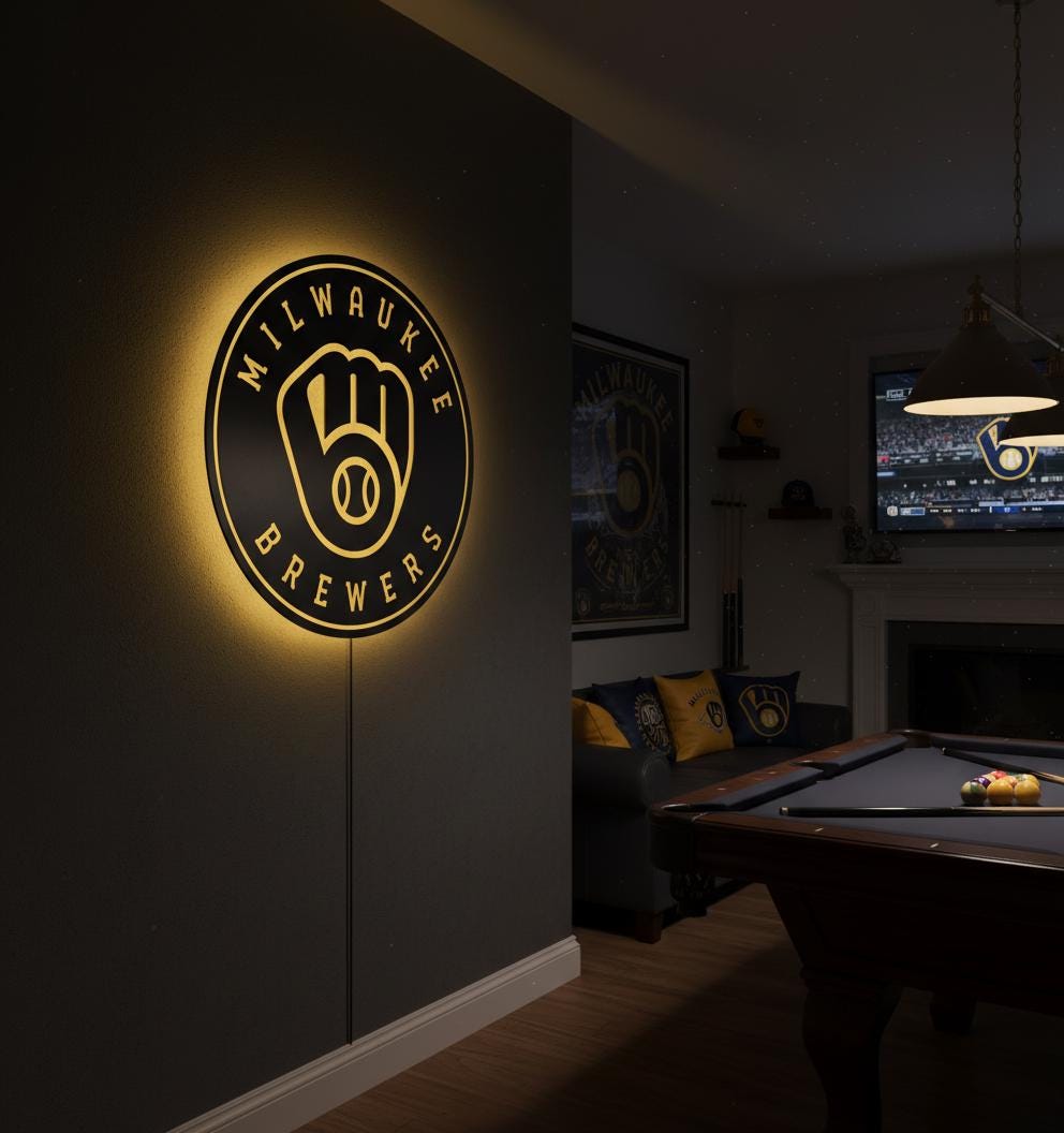 Milwaukee Brewers Wall Art - MLB Baseball Team Sign - Man Cave Decor