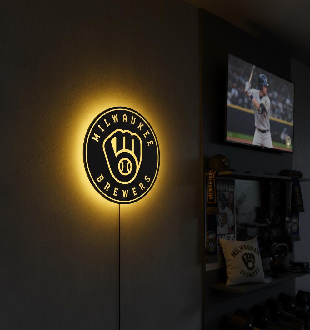 Milwaukee Brewers Wall Art - MLB Baseball Team Sign - Man Cave Decor