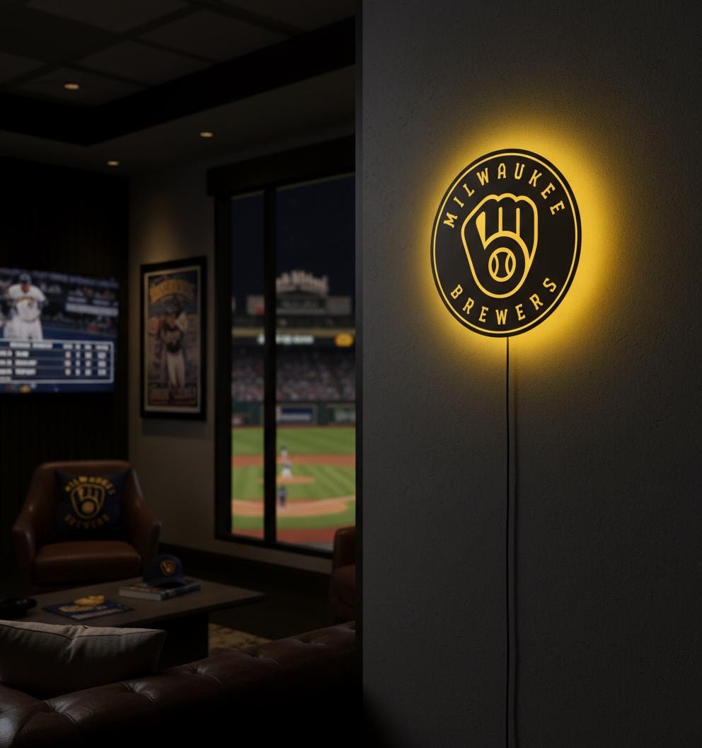 Milwaukee Brewers Wall Art - MLB Baseball Team Sign - Man Cave Decor