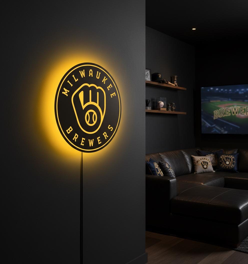 Milwaukee Brewers Wall Art - MLB Baseball Team Sign - Man Cave Decor