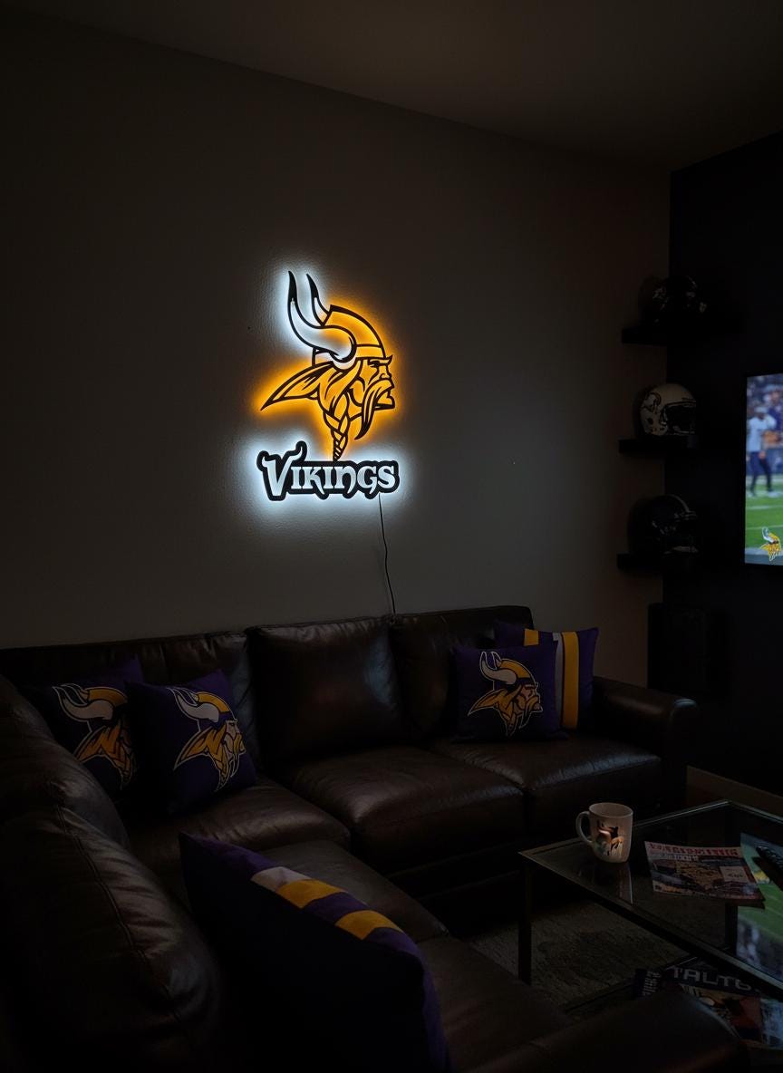 Minnesota Vikings Wall Art - Team Logo Decor for Game Room & Man Cave