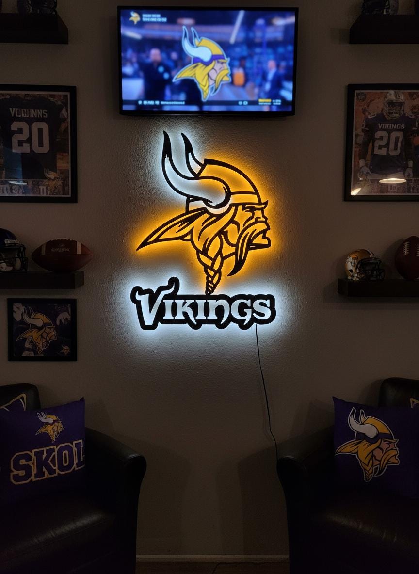 Minnesota Vikings Wall Art - Team Logo Decor for Game Room & Man Cave