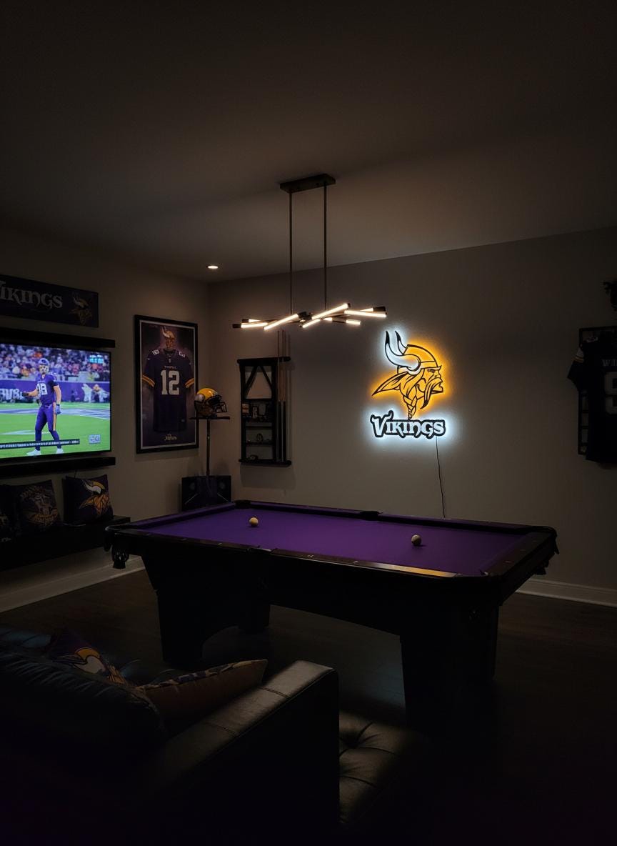 Minnesota Vikings Wall Art - Team Logo Decor for Game Room & Man Cave
