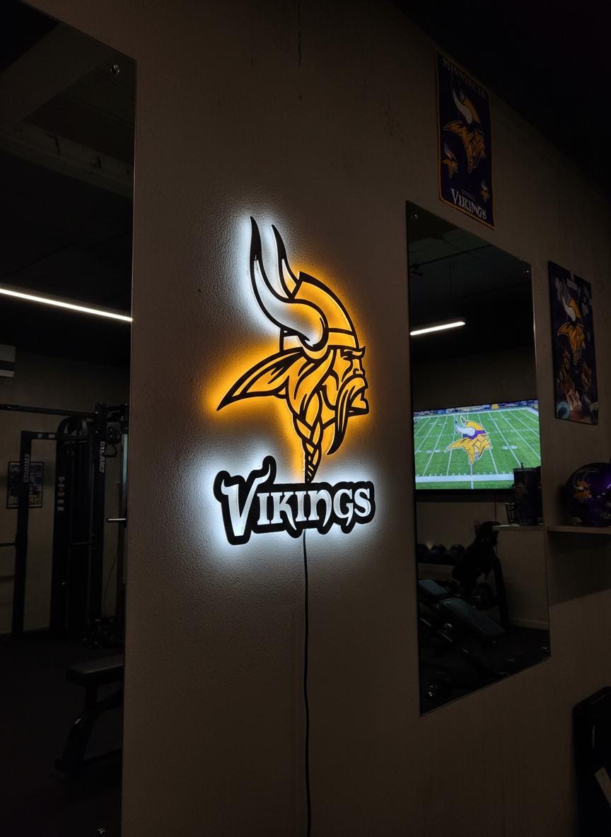 Minnesota Vikings Wall Art - Team Logo Decor for Game Room & Man Cave