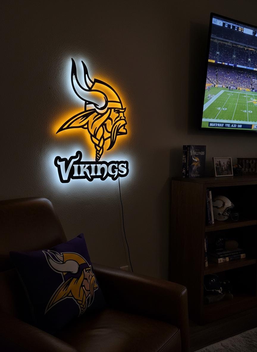 Minnesota Vikings Wall Art - Team Logo Decor for Game Room & Man Cave