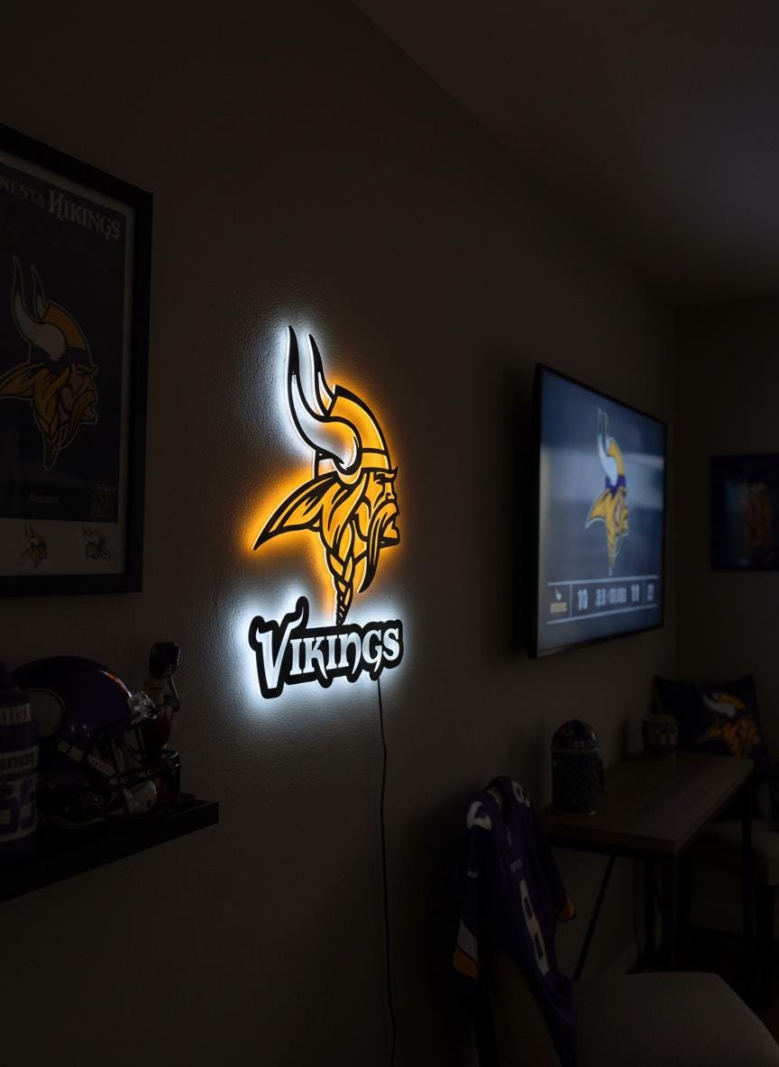 Minnesota Vikings Wall Art - Team Logo Decor for Game Room & Man Cave