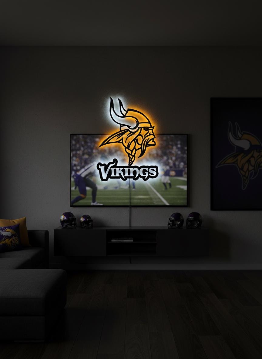 Minnesota Vikings Wall Art - Team Logo Decor for Game Room & Man Cave