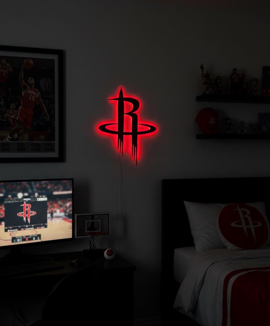 Houston Rockets Wall Art - NBA Team Logo Game Room Decor Man Cave Gift